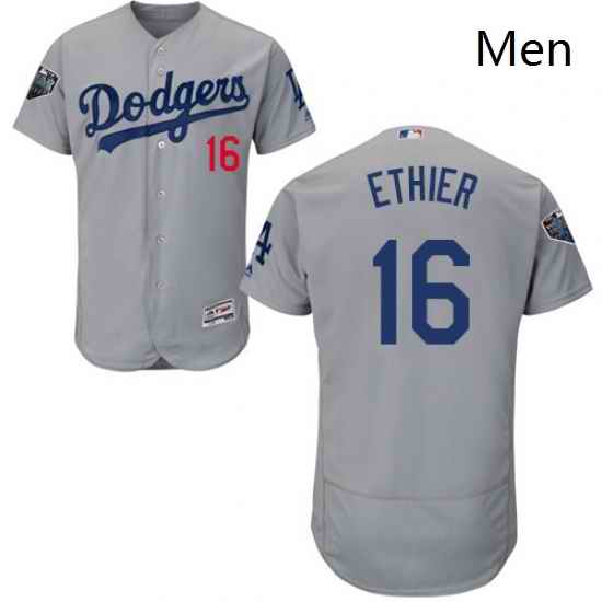 Mens Majestic Los Angeles Dodgers 16 Andre Ethier Gray Alternate Flex Base Authentic Collection 2018 World Series Jersey
